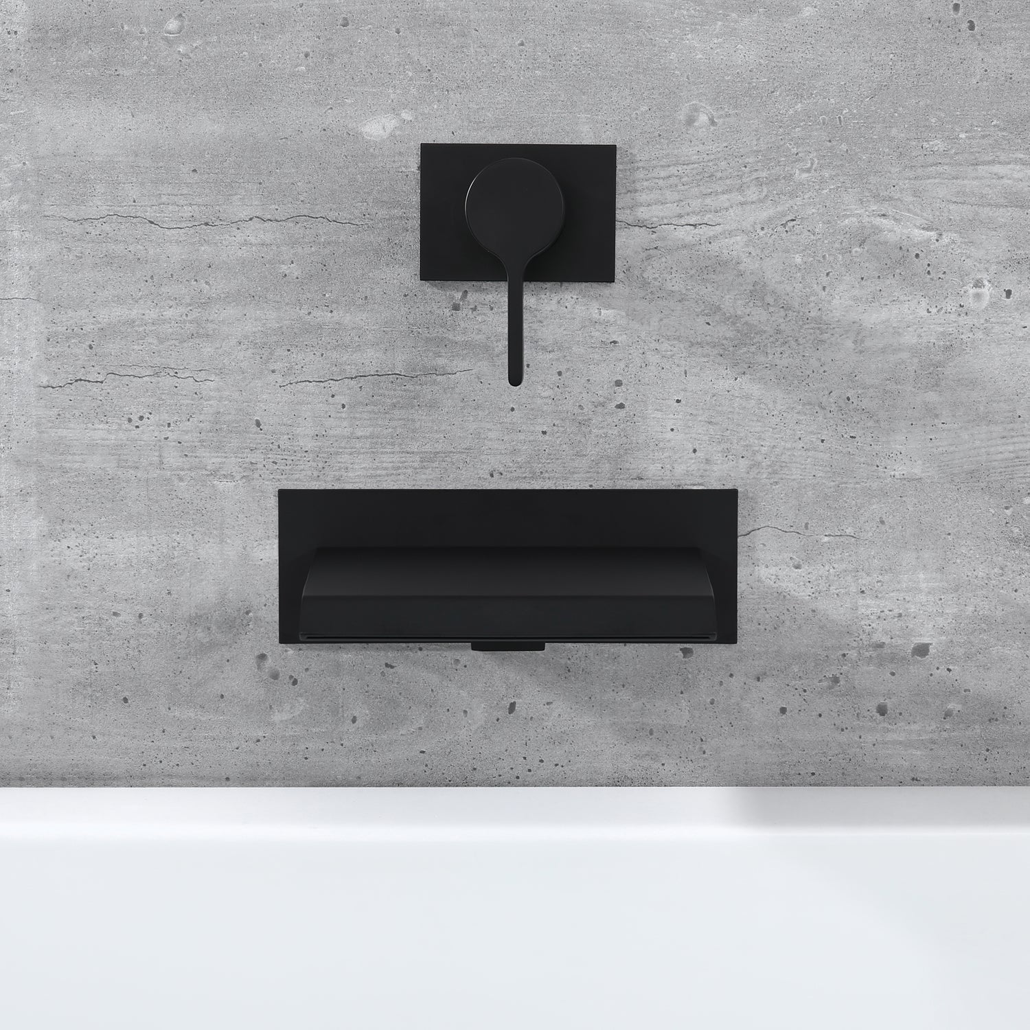 Sumerain High Flow Wall Mount Bathtub Faucet Matte Black with Waterfall Tub Spout Single Handle with Rough in Valve