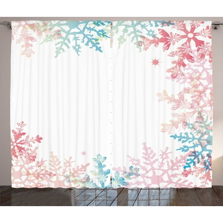 Winter Curtains 2 Panels Set Abstract Winter Inspired Snowflake