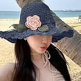 thumbnail image 4 of ibiyuan Sun Hats For Women Wide Brim,Crochet Straw Hat With Ruffle Detail Crochet Hats For Women Summer Beach Hand Woven Sun Hat, 4 of 5