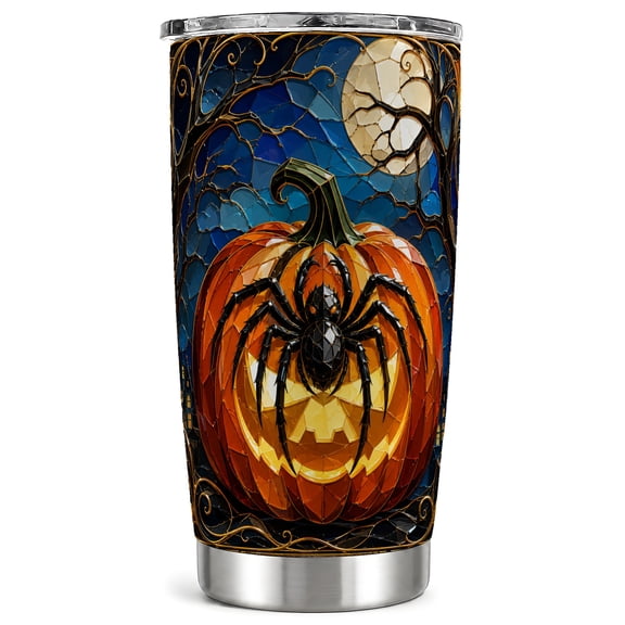 Pumpkin Spider Tumbler 20oz, Halloween Tumbler, Stainless Steel Travel Cup