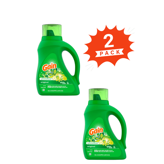 Gain Original Scent Aroma Boost Liquid Laundry Detergent (Pack 2) - 64 Loads, 92fl