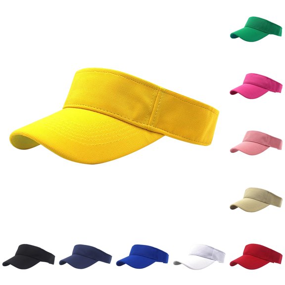XIAOCHA Unisex Solid Lightweight Sun Visor Adjustable Strap for Sports Training Visors,Yellow