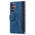 thumbnail image 6 of Allytech Wallet Case for Samsung Galaxy S25 Ultra, [Card Slots] [Zipper Pocket] [Kickstand Function] Grid Pattern PU Leather Shockproof Magnetic Clasp Case with Wrist Strap & Shoulder Strap - Blue, 6 of 11