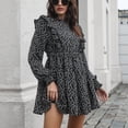 thumbnail image 4 of Vestido con volantes florales, cuello alto y manga larga en color negro, talla XL, 4 of 8