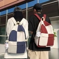 thumbnail image 2 of MININAI Aesthetic Cute Backpack For Women Men Checkered Lightweight Simple Daypack Color Block College Bookbag 15.6" Laptop (Red,One Size), 2 of 7