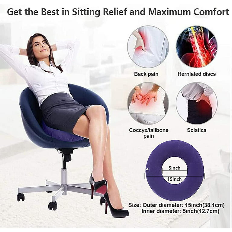 Inflatable Seat Cushion for Hemorrhoids Coccyx Pain Relief - Ideal for