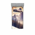 thumbnail image 2 of Ambesonne Nature Fitted Sheet & Pillow Sham Set, Winter Evening Mountain, Queen, Multicolor, 2 of 3