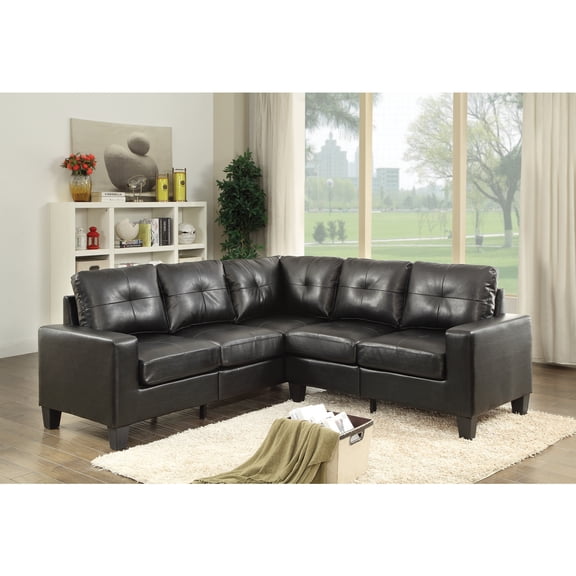 Modern Sectional Sofa - Small Space Seating, Compact Design, Black Living Room Furniture