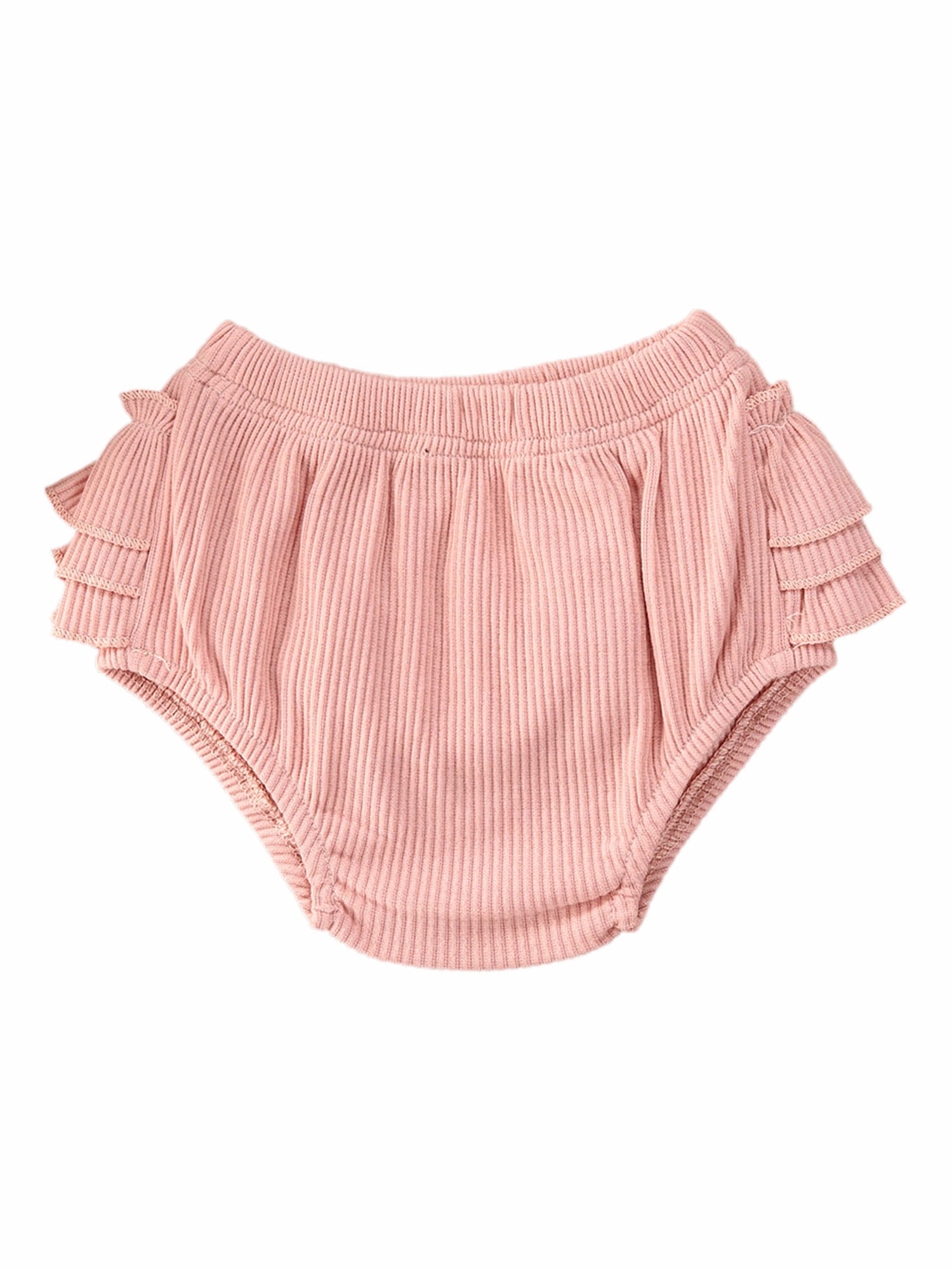 Baby Girl Shorts Floral/Plain Ribbed Bloomers Pants Ruffle Diaper Cover for Newborn Toddler Kids 