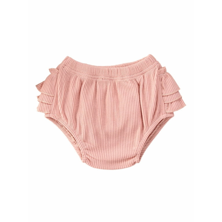 Canrulo Newborn Baby Girl Bloomers Diaper Cover Shorts Ribbed Ruffle Bubble  Shorts Nappy Underwear Panty Pink 18-24 Months 