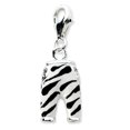 thumbnail image 1 of Sterling Silver Amore La Vita Polished 3-D CZ Enameled Zebra Pants Charm Pendant with Fancy Lobster Clasp, 1 of 1