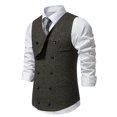 thumbnail image 4 of IROINNID Formal Suit Vest for Men Retro Single-breasted Versatile Waistcoat with Pocket Business Vest,Army Green, 4 of 9