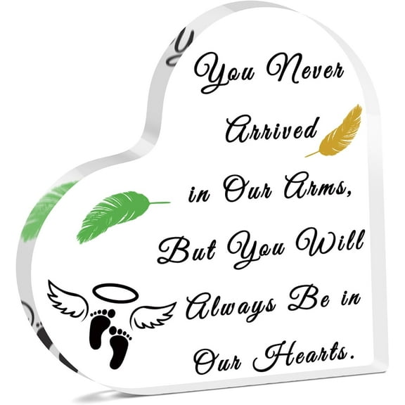 Miscarriage Gifts for Mothers Parent Mom Baby Memorial Acrylic Plaque Loss of Baby Sympathy Acrylic Heart Keepsake Pregnancy Loss Remembrance Desk Decor Signs Grieving Desk Sign 4x4 inch