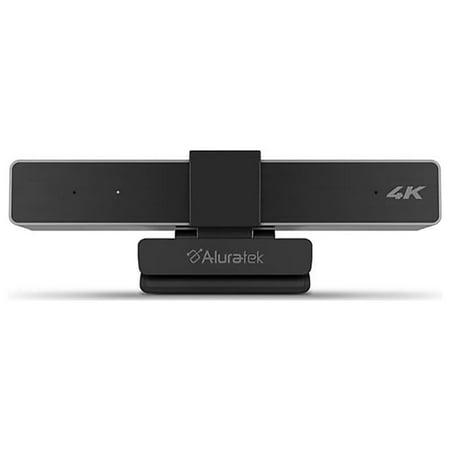 Aluratek - 4K Ultra HD Live Broadcast Webcam - Black and Brushed Silver