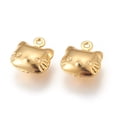 thumbnail image 2 of 304 Stainless Steel Kitten Charms Cat Head Shape Golden 9.5x10.5x4mm Hole: 1mm, 2 of 2