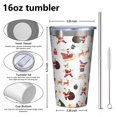 thumbnail image 4 of 16oz Tumblers White Christmas Santa Pattern Stainless Steel Vacuum Insulated Double Wall Travel Tumbler Cups Mug with Lid and Straw,Cleaning Brush for Coffee,Tea, 4 of 4