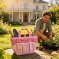thumbnail image 5 of Multicolor Gardening Tool Tote Bag with 8 Side Pockets, Durable Oxford Cloth, Large Capacity, Portable Garden Organizer for Indoor Outdoor Yard and Gift Pink, 5 of 6