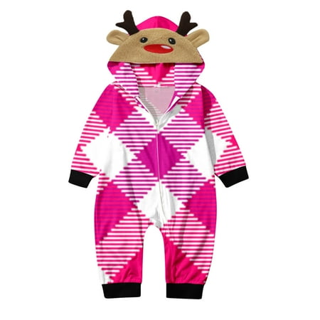 

Family Picture Outfits Christmas Suit Cartoon Snowflake Hat Prints Deer Suit Homewear Hoodie Jumpsuit Friends Party Casual Family Matching Pajamas Hot Pink 0 Months - 3 Months