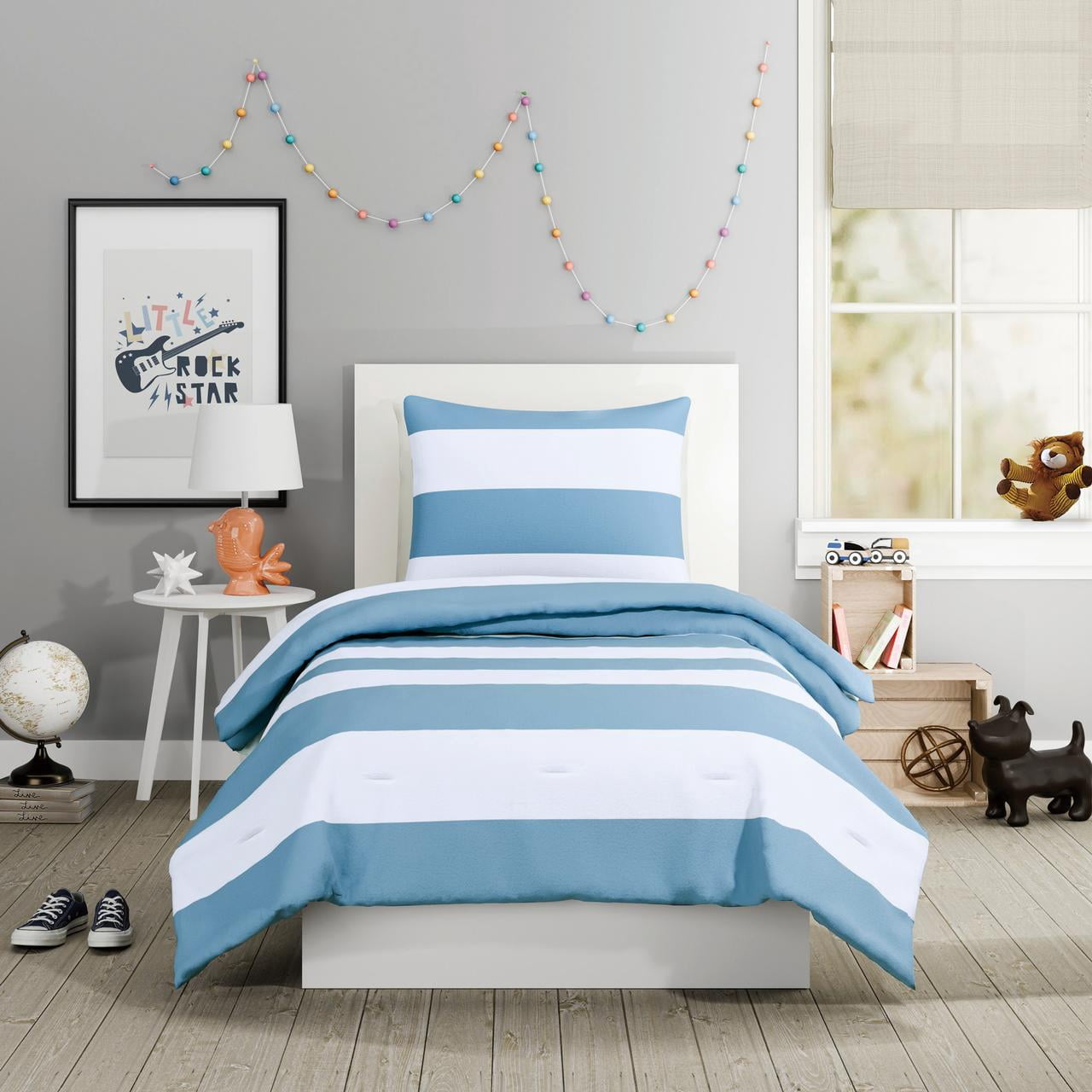 Urban Playground Kids and Teens Lavelle Blue Stripe 2-Piece Comforter Set, Twin/Twin XL
