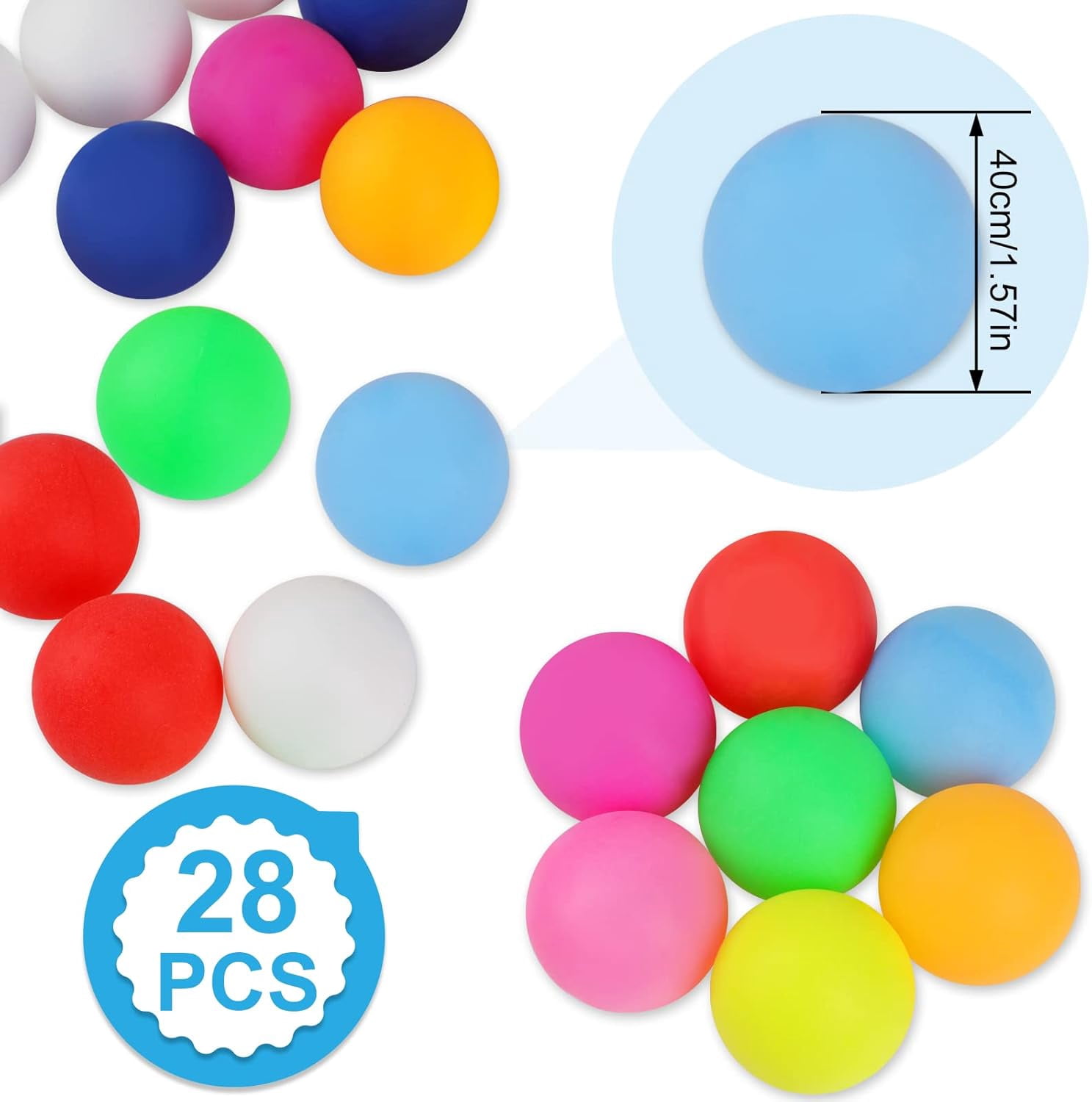 28 Pcs 40mm Ping Pong Balls for Table Tennis, Games, Arts, Kids, and Pet Toys