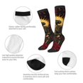 thumbnail image 3 of Knee High Socks for Women Men Athletic - Gothic Skeleton with Roses Thigh-High Black Sole Comfort Breathable Long Socks for Casual Travel Running, 3 of 7