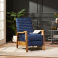 thumbnail image 2 of GDF Studio Neihart Contemporary Channel Stitch Pushback Recliner, Navy Blue Fabric and Teak, 2 of 12