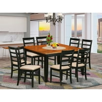 East West Furniture PARF9-BLK-C 9 Pc Dining room set-Square Dining Table with Leaf and 8 Dining Chairs
