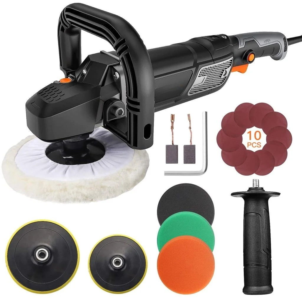 DOVAMAN Buffer Polisher, 6/7 Inch Car Polisher w/12.5A 1500W Motor, Constant power, 6 Speed 1000-3000 RPM, Waxing, Swirls-Free