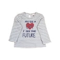 thumbnail image 4 of Infant Girls Red Furry Varsity Jacket Navy Leggings 3pc Baby Outfit Set 12M, 4 of 4