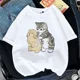 thumbnail image 3 of Camiseta Kawaii con estampado de tiburón y gato para mujer, remera coreana Harajuku de manga corta, playera con estampado de animales divertidos 2024, 3 of 5