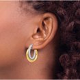 thumbnail image 3 of 14K Two-tone Polished and Textured Hoop Earrings (25x15), 3 of 5
