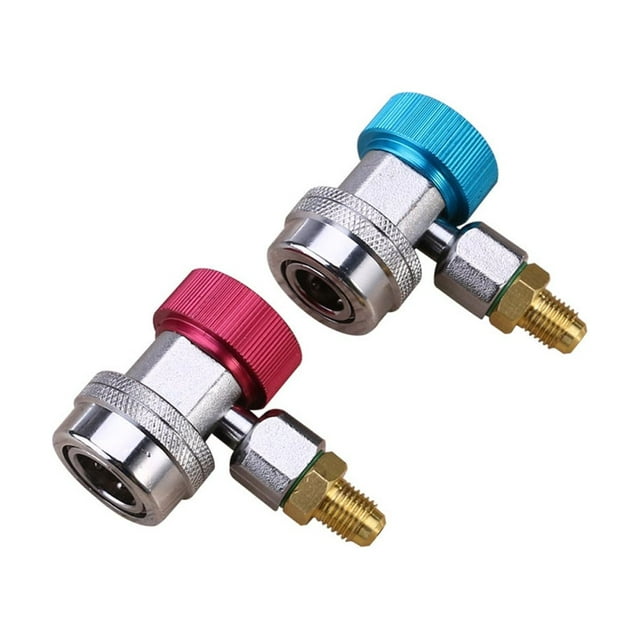 2 Pcs Adaptateur de Connecteur Rapide pour Climatiseur de Voiture R134a (Bleu & Rouge)