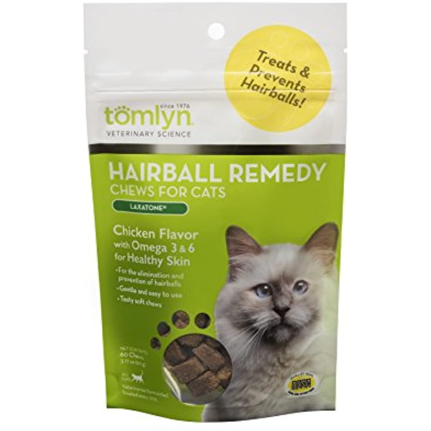 Tomlyn Laxatone ChickenFlavor Hairball Remedy Chews for Cats and