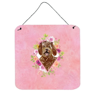 Carolines Treasures CK4228DS66 Labradoodle Pink Flowers Wall or Door Hanging Prints 6x6 multicolor