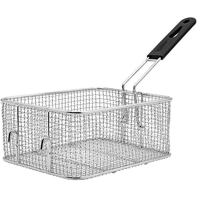 Panier à Friture Profonde en Acier Inoxydable pour Frire et Servir les Aliments (Poignée Amovible)