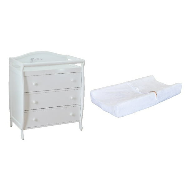 AFG Grace 3Drawer Changing Table White with Contoured Changing Pad and