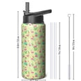 thumbnail image 3 of Gym Ready 18oz Double Walled Stainless Steel Flamingo Themed Water Bottle Wide Mouth Handle Lid Leak Proof, 3 of 6