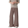 thumbnail image 2 of GrmtClth Dress Pants For Men High Waist Loose Fit Wide Leg Pleated Front Straight Cut Business Formal Office Slacks Coffee 2XL, 2 of 6