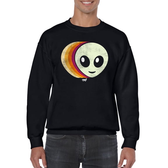 Layered Alien Emoji Vibes - Retro Galactic Graphic Men's Sweatshirt
