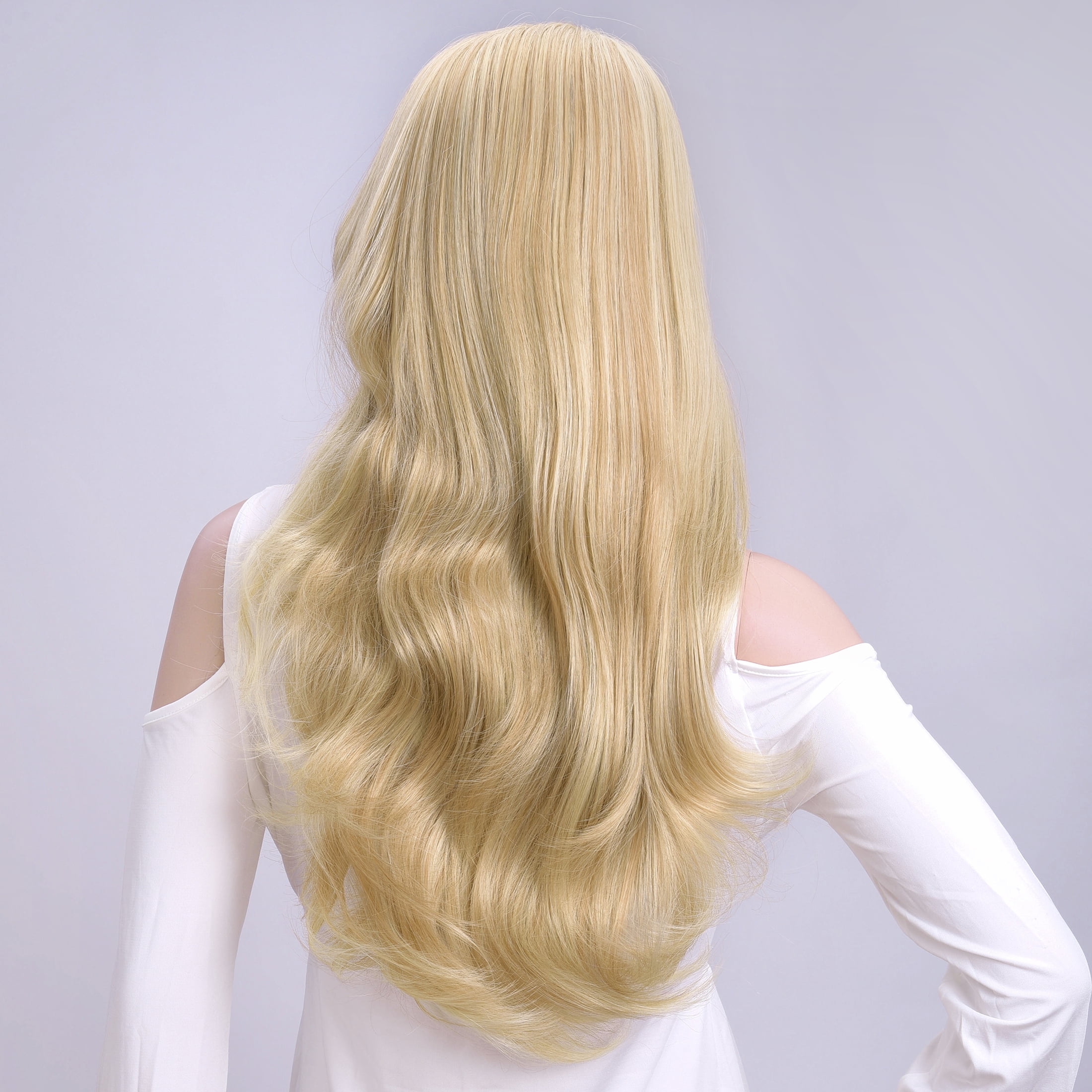Silike 24" Long Wavy Clip in Half Head Tied Wig Premium Japanese Synthetic Fibers Hair Extensions for Women, 210g, Natural Looking Voluminous Waves for Added Length & Thickness, Heat Resistant