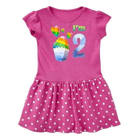 

Inktastic I m 2 Cute Rainbow Unicorn with Stars and Hearts Gift Baby Girl Dress