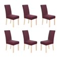 thumbnail image 1 of Deconovo - Funda de silla de comedor de punto jacquard, elástica, lavable y extraíble, de licra, para banquetes, juego de 6, color vino, 1 of 7