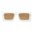 thumbnail image 2 of Minimal Squared Rectangle Plastic Mod Plastic Sunglasses White - Brown, 2 of 4