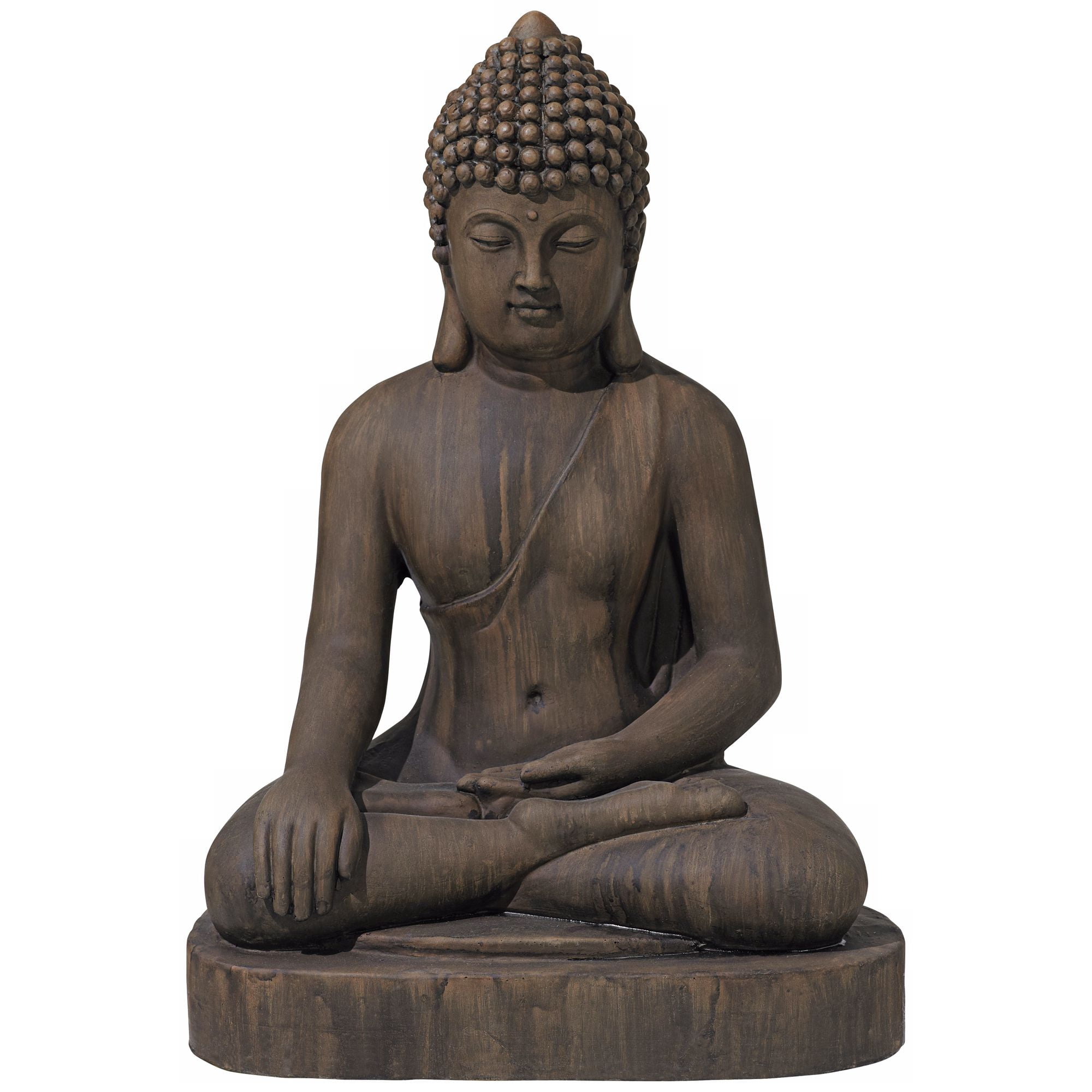 John Timberland Sitting Buddha Statue Sculpture Zen Asian Decor Outdoor Garden Yard Dark Sandstone Faux Stone Finish 29 1/2" High