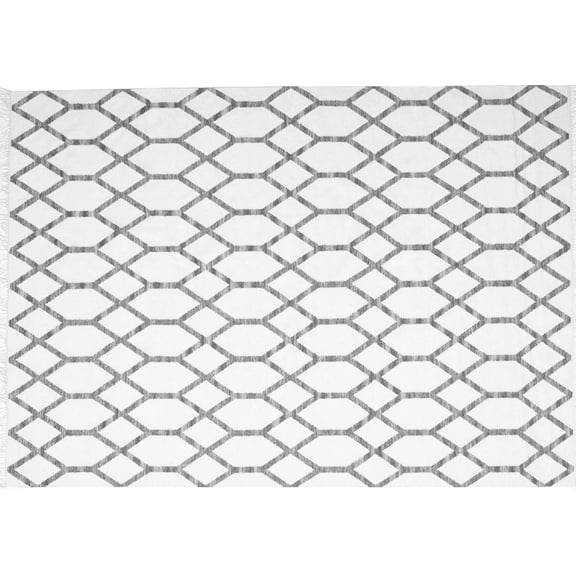 Ahgly Company Indoor Rectangle Trellis Gray Contemporary Area Rugs, 5' x 7'
