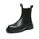 thumbnail image 3 of Botas de hombre estilo Chelsea botines negros trabajo de invierno botines de cuero de caña alta más botas de lana para motocicletas C1175, 3 of 5