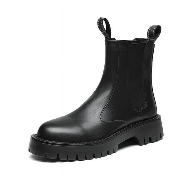 Botas Martin de hombre de gran tamaño, botas Chelsea de estilo británico para hombre, botas altas de cuero para invierno, botas de vellón