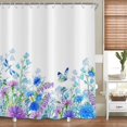 thumbnail image 3 of Floral Shower Curtain, Blue Purple Flowers Butterflies Bathroom Curtains Colorful Rustic Shower Curtains for Bathtub Decor Machine Washable Waterproof Fabric with Hooks, 3 of 6