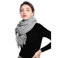 thumbnail image 6 of EASE LEAP Winter Scarfs for Women Wool Pashmina Shawls and Wraps Elegant Cashmere Scarves Large Stylish Warm Blanket 78"x27"( Grey ), 6 of 7