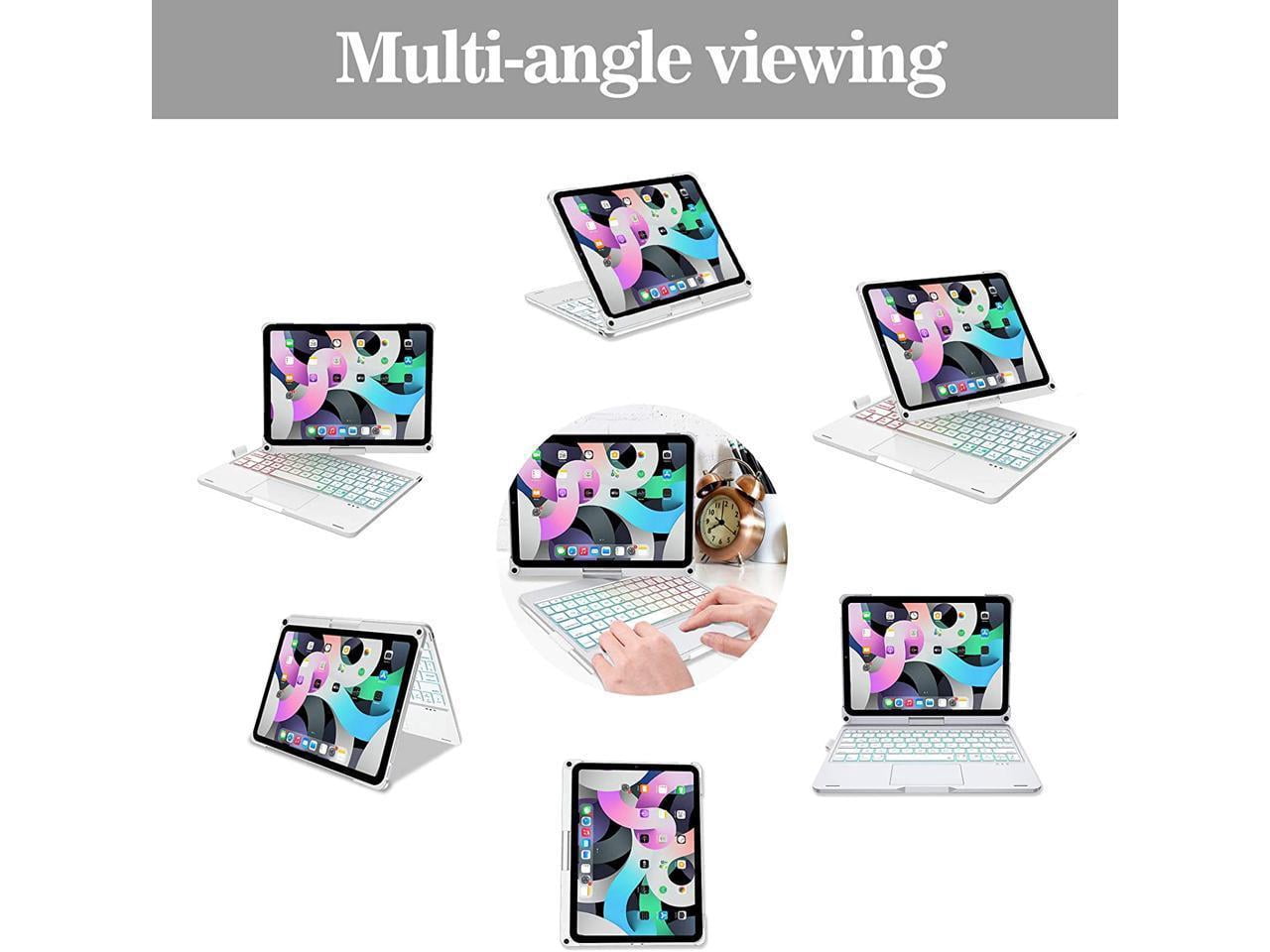 Touchpad Keyboard Case for iPad Air 5 10.9 inch 2022 / iPad Air 4 10.9 inch 2020 / iPad Pro 11 2021/2020/2018 with Multi-Touch Trackpad / Pencil Holder, 360° Rotatable,7 Color Backlit